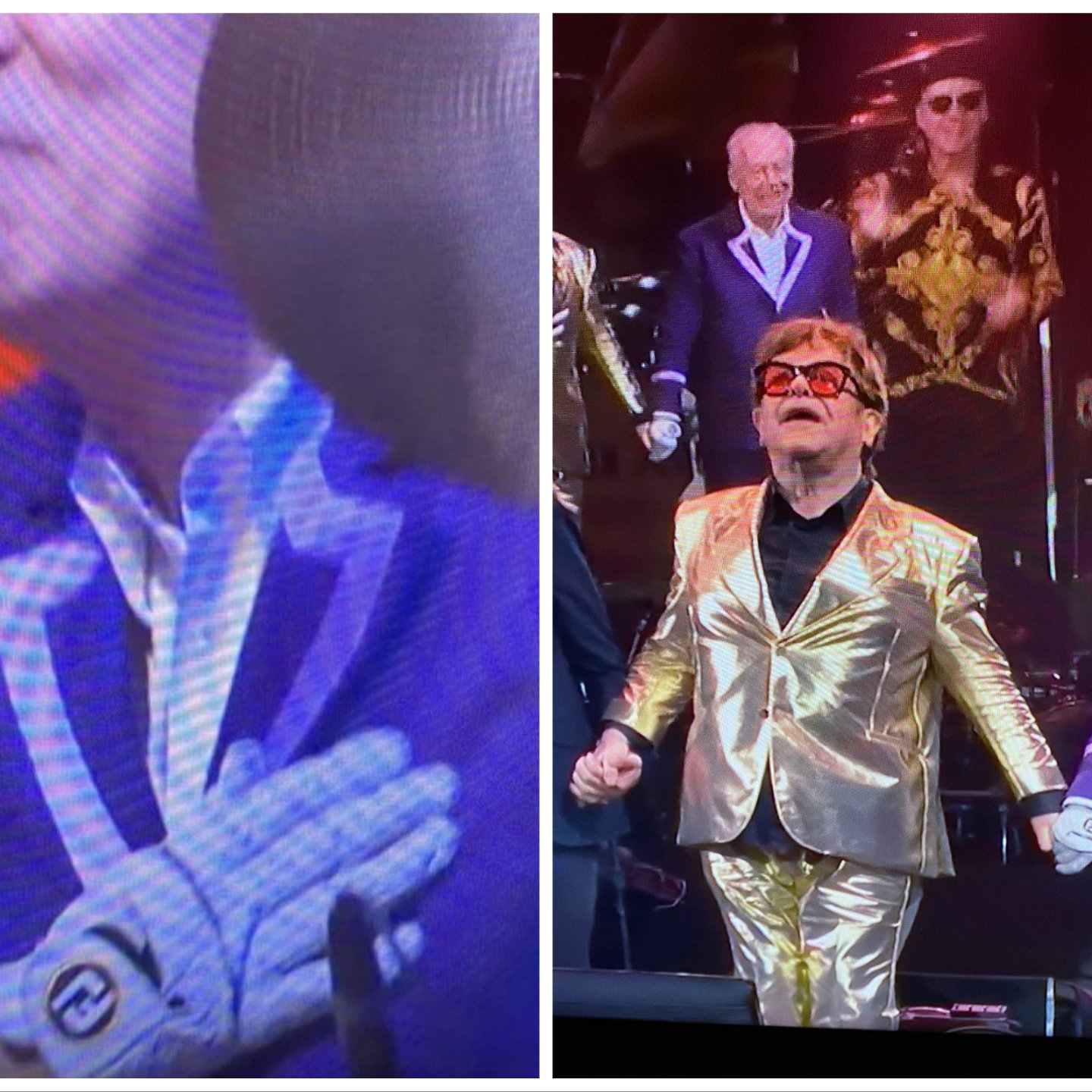 Why was Elton John's drummer wearing FJ gloves at Glastonbury?!